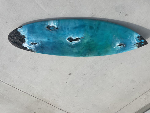 Wonder Isle mix media surfboard