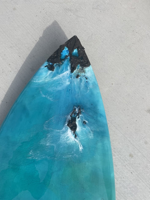 Wonder Isle mix media surfboard