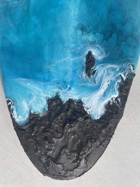 Wonder Isle mix media surfboard