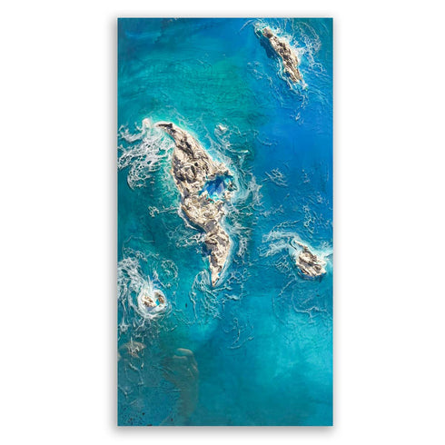 Deep blue epoxy resin painting