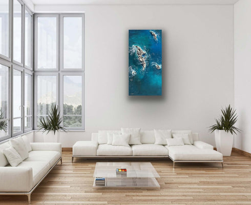 Deep blue epoxy resin painting