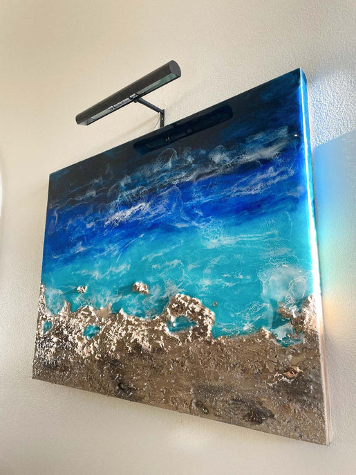 Blue ocean epoxy painting