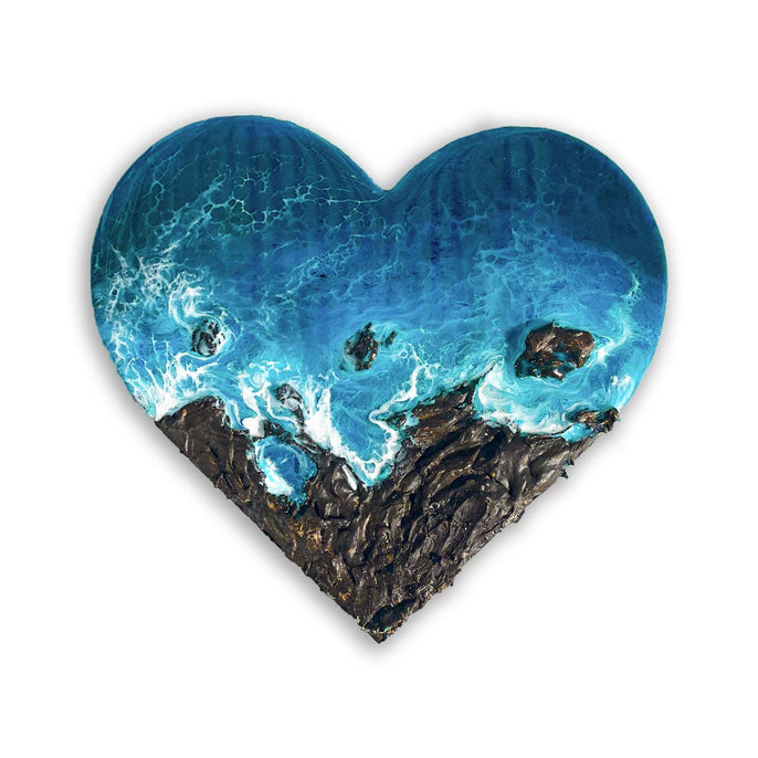 Deep blue heart epoxy painting